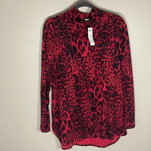 NWT, Chico's, Size 3, Red Animal Print Tunic